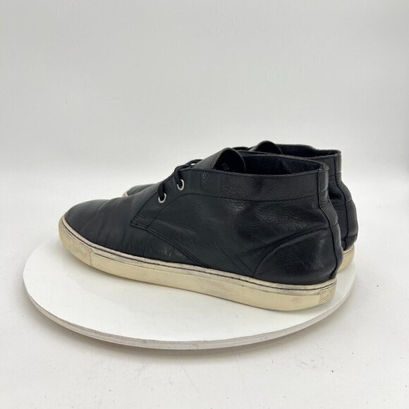 Barneys New York Men Size 9.5M Black Leather White Sole Chukka Ankle Shoes - Picture 7 of 15